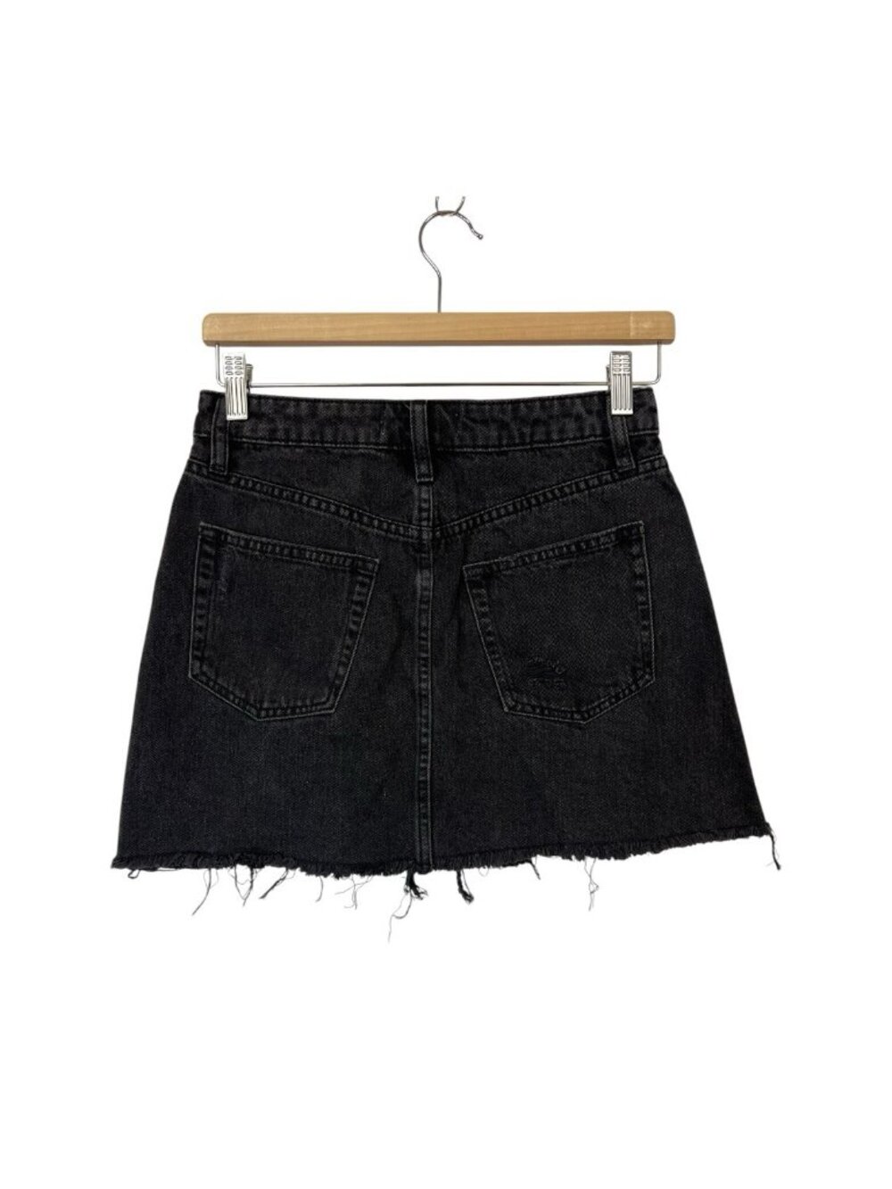 NEW We The Free Free People Black Distressed Mini Skirt Size 26 - Picture 3 of 6